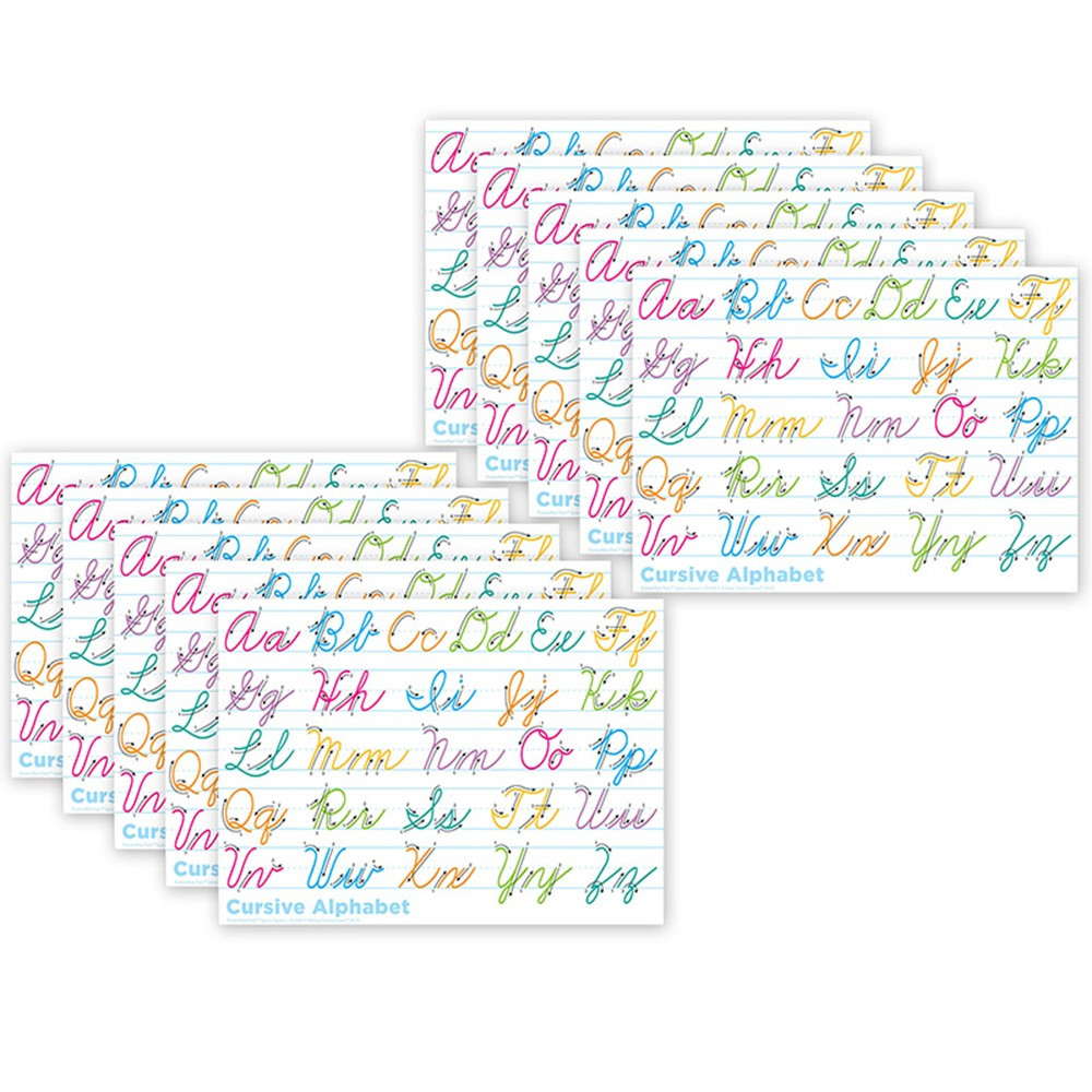 Smart Poly PosterMat Pals Space Savers, 13" x 9-1/2", Traditional Cursive, Pack of 10 - ASH97008 | Ashley Productions | Language Arts