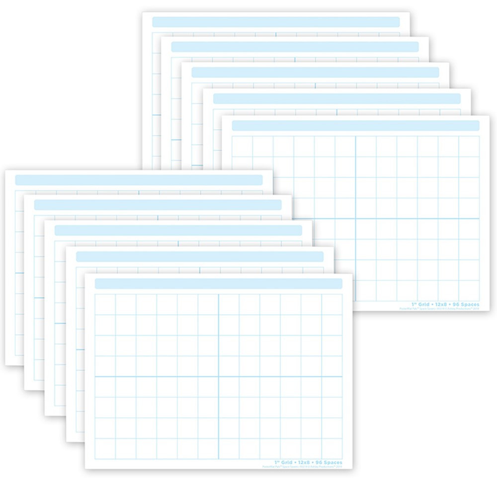 Smart Poly PosterMat Pals Space Savers, 13" x 9-1/2", 1" Grid Blocks, Pack of 10 - ASH97019 | Ashley Productions | Math