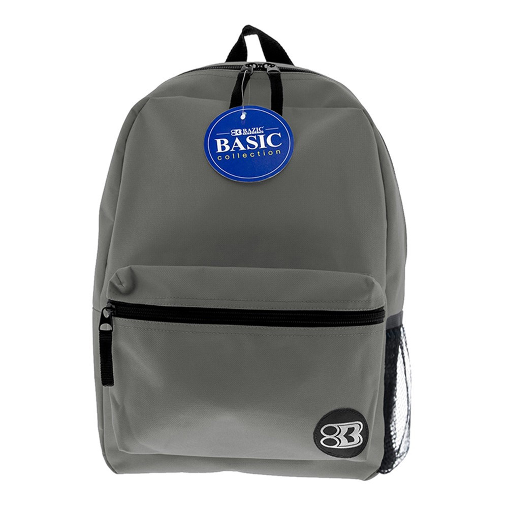 16" Basic Backpack, Gray - BAZ1041 | Bazic Products | Accessories