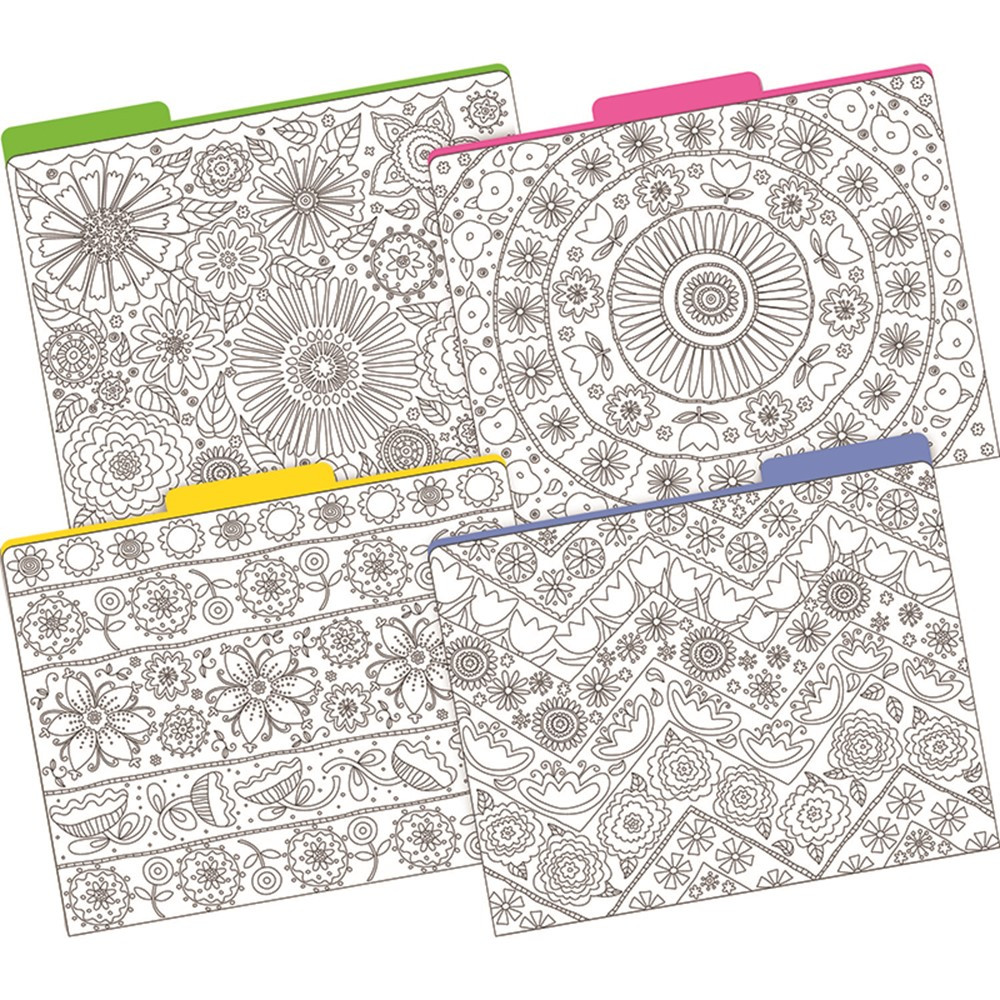 BCP1343 - Letter Size File Folders Color Me In My Garden  Multidesign Set in Folders