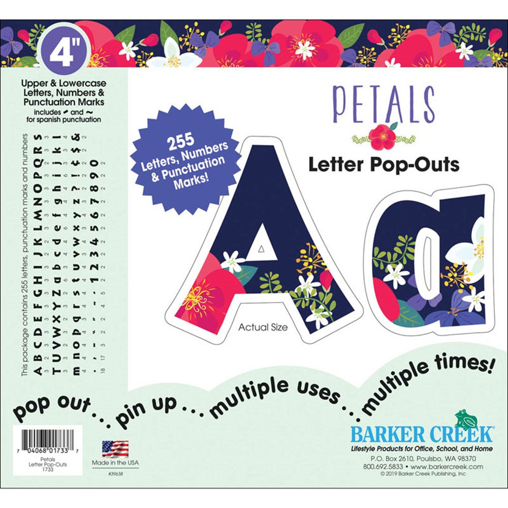 Petals Letter Pop-Outs 4", 255 Pieces - BCP1733 | Barker Creek | Letters