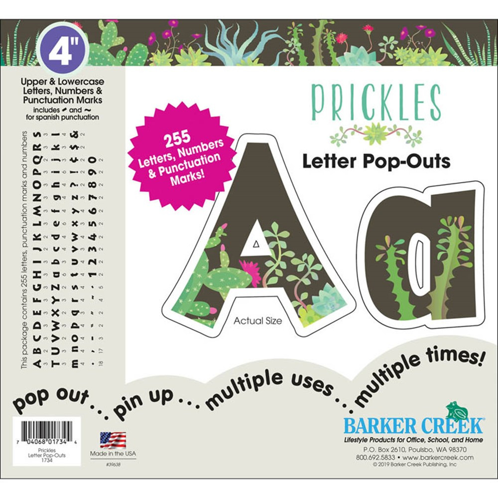 Prickles Letter Pop-Outs 4", 255 Pieces - BCP1734 | Barker Creek | Letters