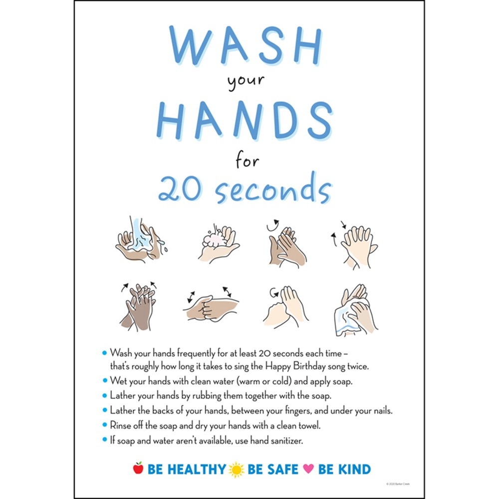 Wash Your Hands Poster - BCP1870 | Barker Creek | Classroom Theme