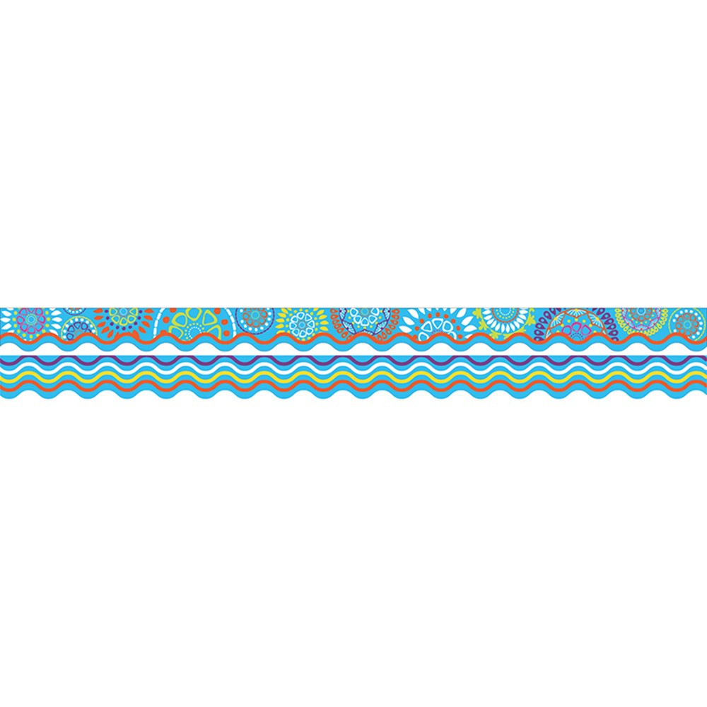 BCPLL975 - Moroccan Turquoise Border Double Sided Scalloped Edge in Border/trimmer