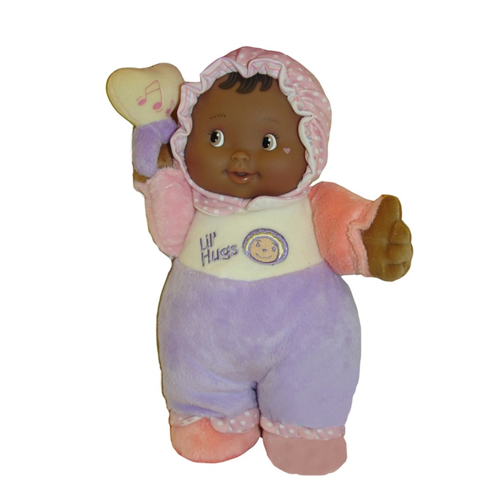 Lil' Hugs Baby's First Soft Doll, Vinyl Face, Pastel Outfits with Rattle, 12 African-American - BER48001 | Jc Toys Group Inc | Dolls"