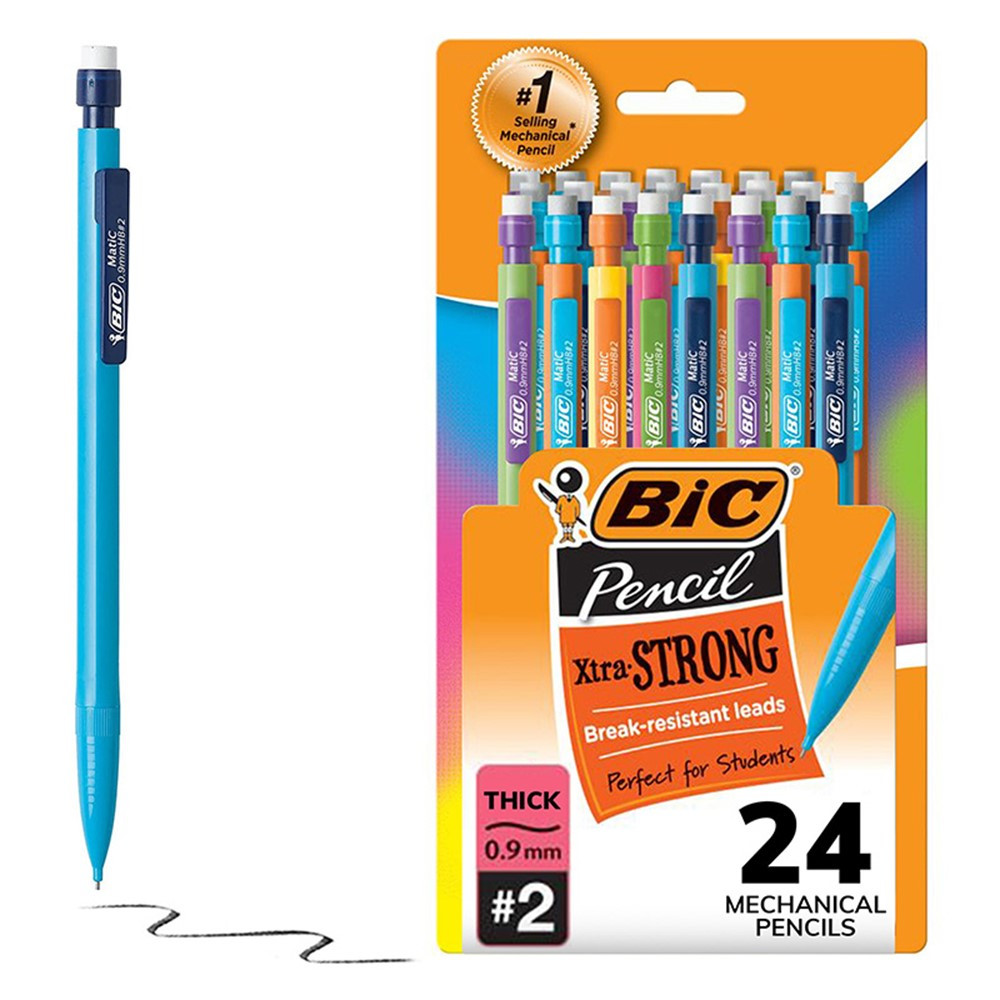 Xtra-Strong Thick Lead Mechanical Pencil, With Colorful Barrel Thick Point  (0.9mm), 24-Count Pack