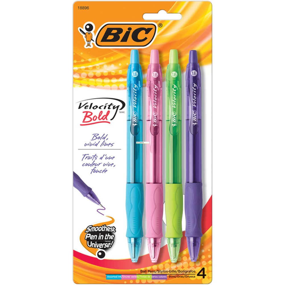 BICVLGBAP41 - Bic Velocity Bold Ball Pens 4Ct Assorted in Pens