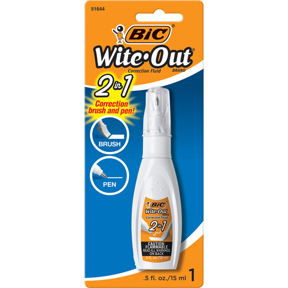 BIC Quick Dry Correction Fluid, White, 1 Pack