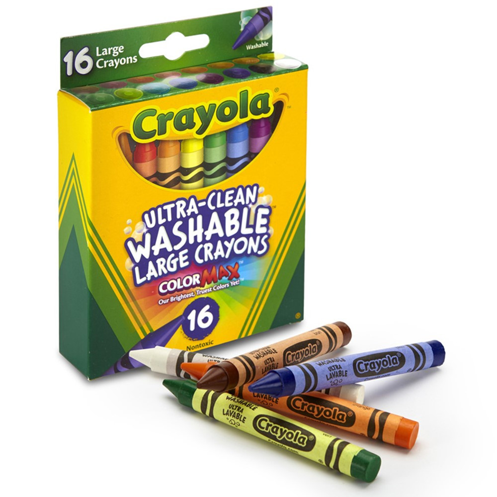 BIN523281 - Crayola Washable Crayons 16Ct Large 4 X 7/16 in Crayons