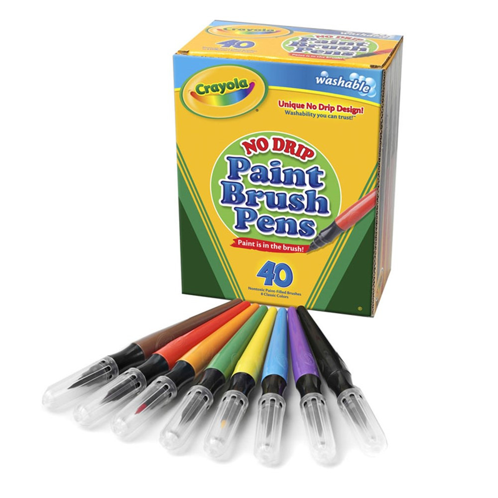 No-Drip Washable Paint Brush Pens, 8 Assorted Colors, 40 Count - BIN546203, Crayola Llc