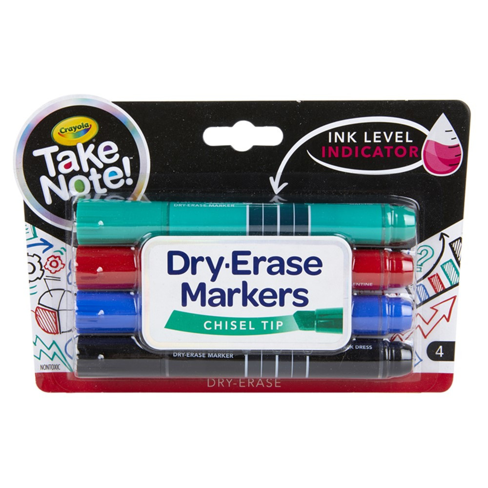 Take Note Chisel Tip Dry Erase Marker, Pack of 4 - BIN586543 | Crayola Llc | Markers