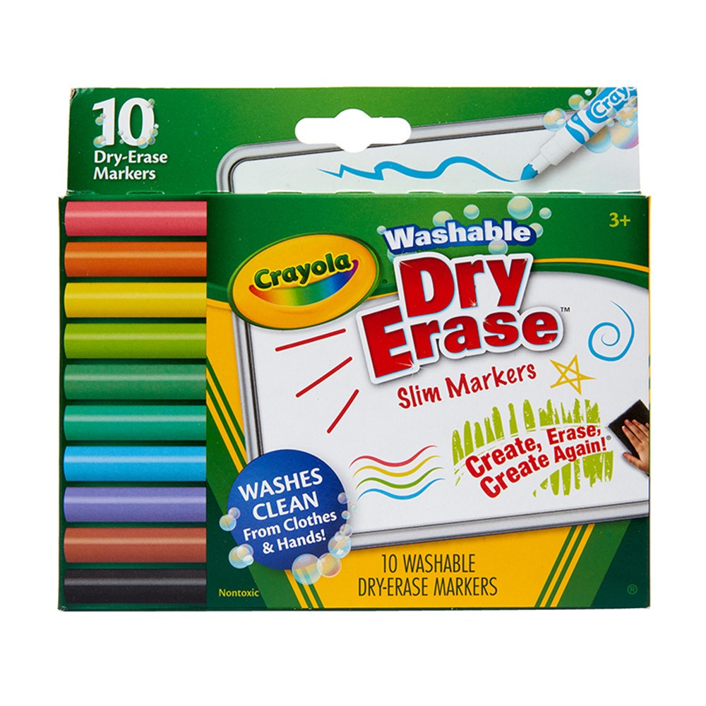 Washable Slim Dry Erase Markers, 10 Count - BIN587734