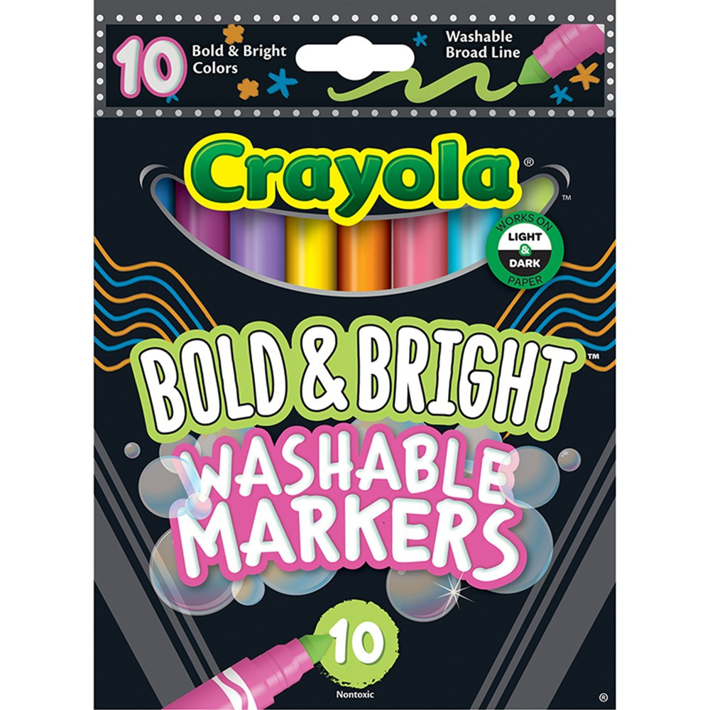 Bold & Bright Washable Broadline Markers, 10 Count