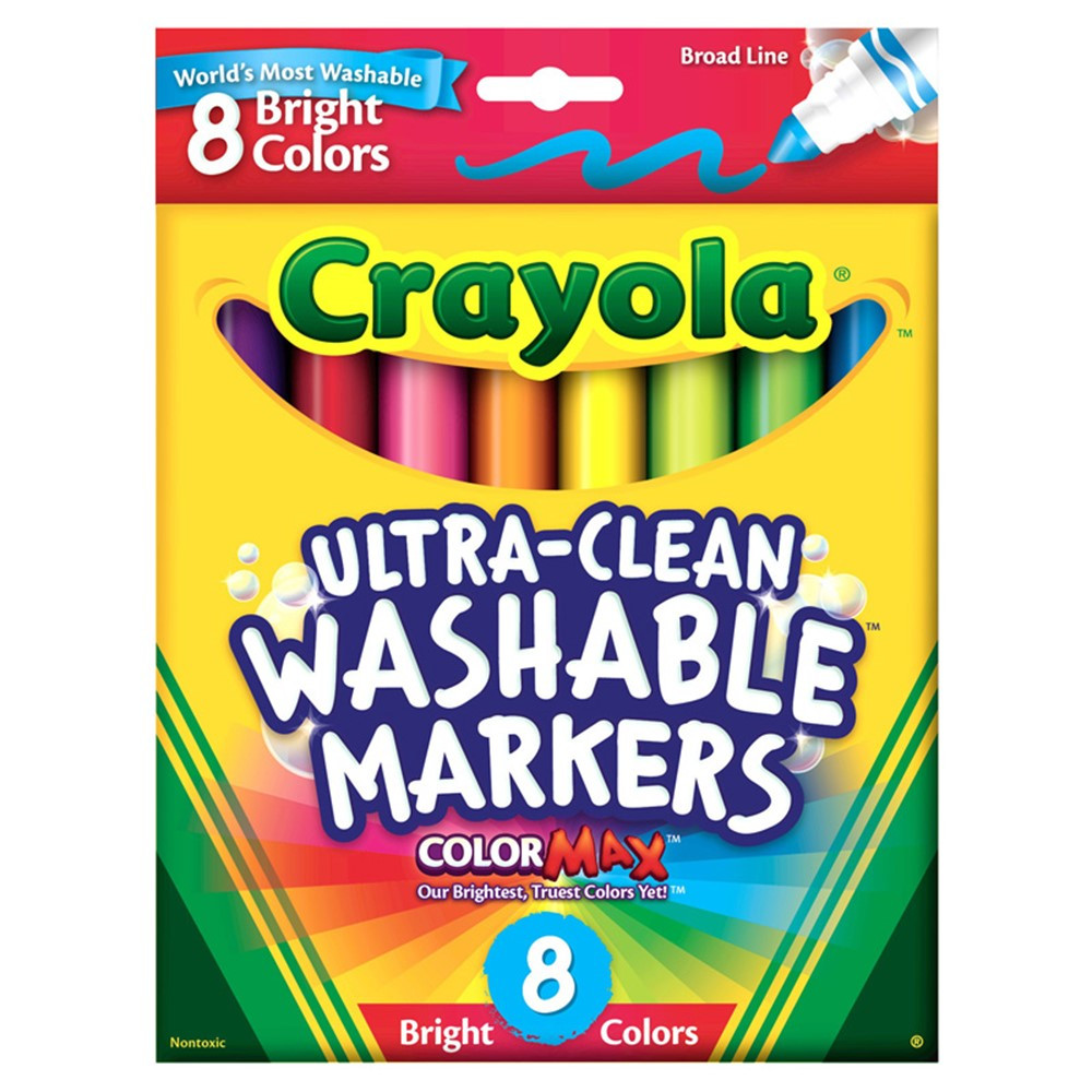 BIN587819 - Crayola Washable 8Ct Bright Colors Conical Tip in Markers
