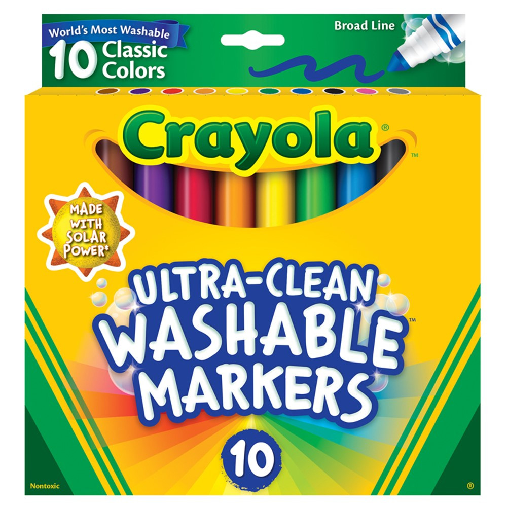 Washable Super Tips Markers, Fine/Broad Bullet Tips, Assorted Colors,  10/Set