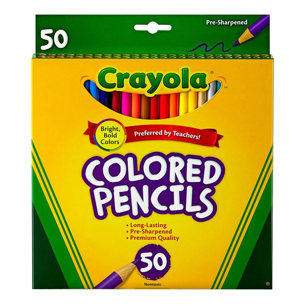 Colored Pencils, Full Length, Assorted Colors, 50 Count - BIN684050 | Crayola Llc | Colored Pencils
