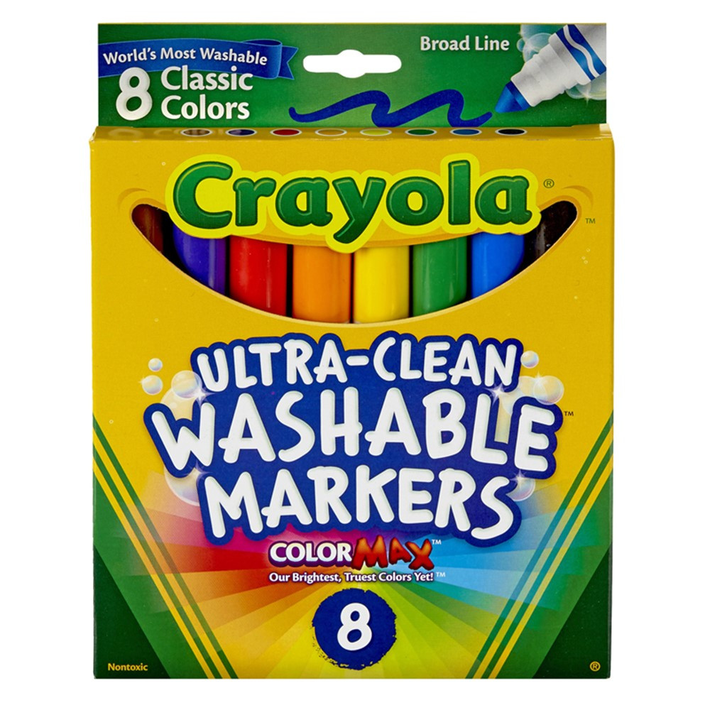 Crayola Ultra-Clean Washable Marker Set - Classic Colors, Fine Line, Set of  10