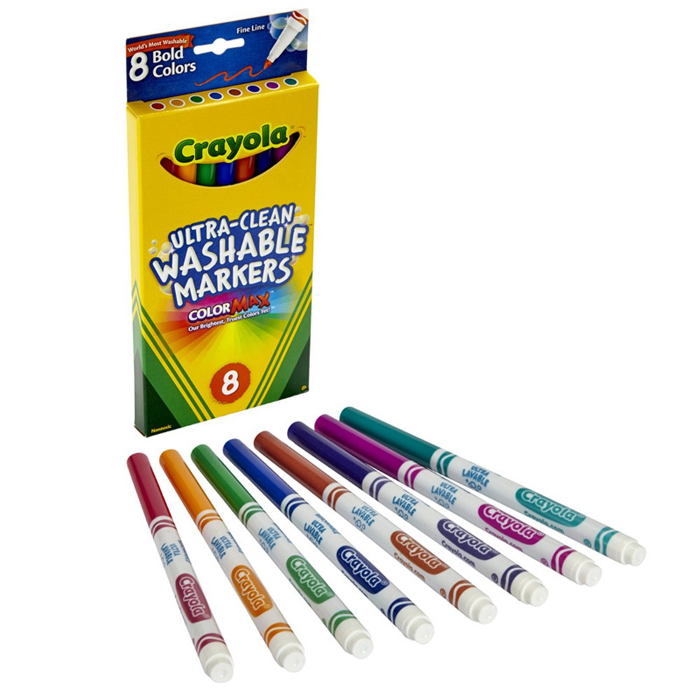 BIN7836 - Washable Markers 8Ct Bold Colors Fine Tip in Markers