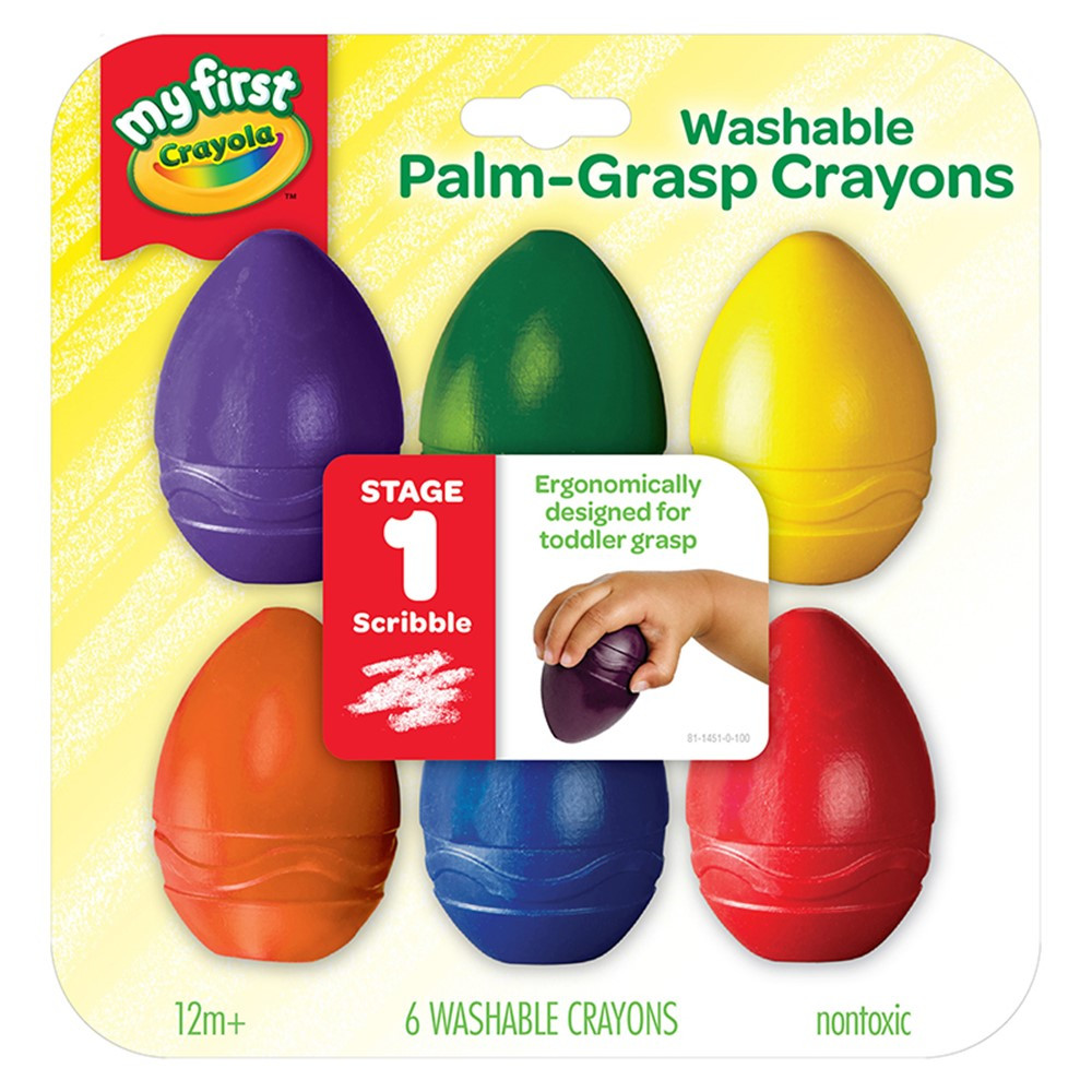 BIN811451 - Washable Palmgrasp Crayons 6 Pk in Crayons