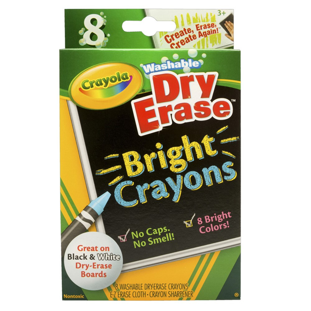 BIN985202 - Crayola Dry Erase Bright 8 Count Crayons in Whiteboard Accessories