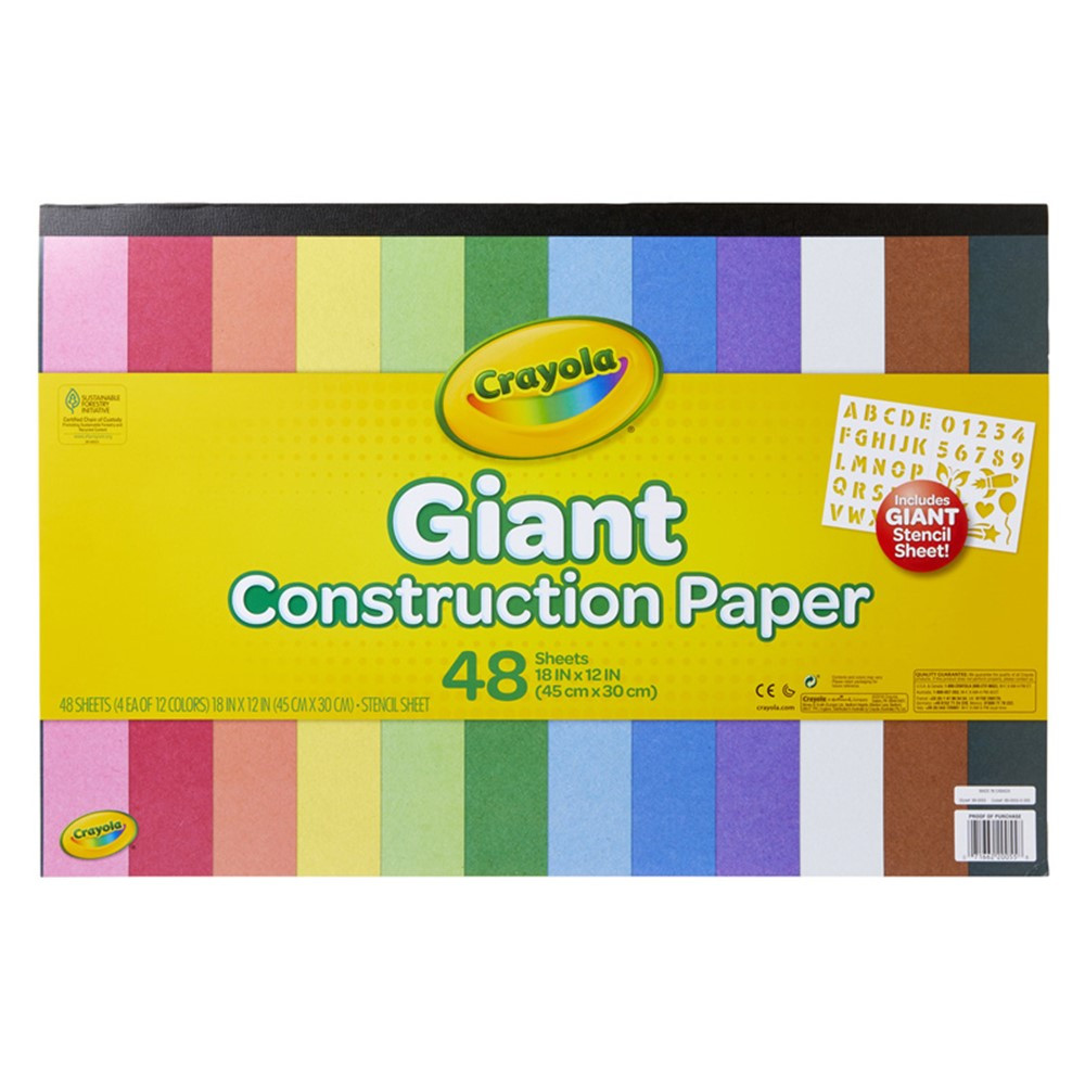 Giant Construction Paper Pad with Stencils, 48 Sheets - BIN990055 | Crayola Llc | Construction Paper