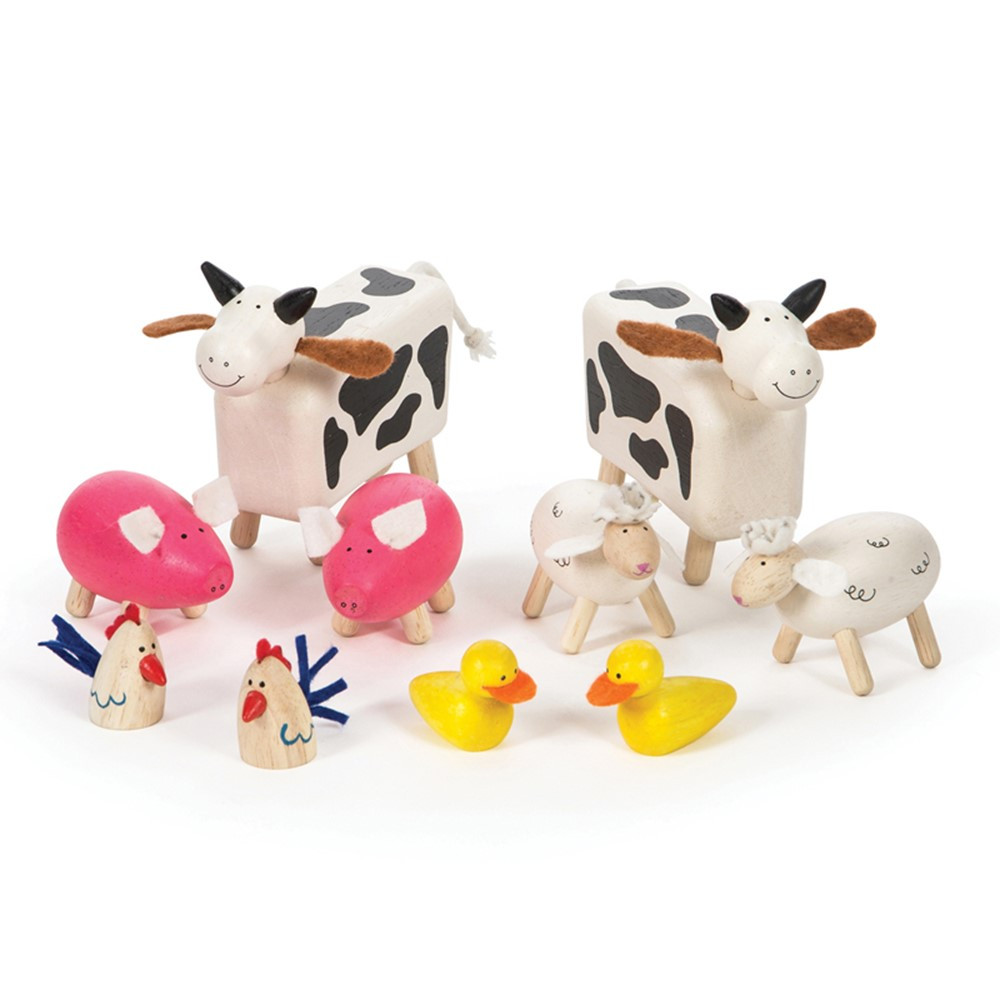 Wooden Farm Animals, Set of 10 - BJTT0143 | Bigjigs Toys | Toys