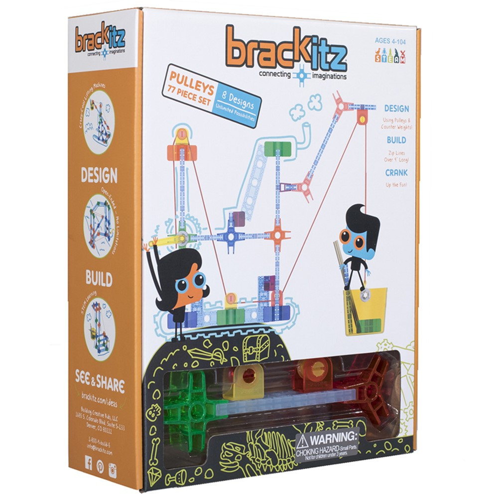 BKZBZ82213 - Brackitz Pulleys 77 Piece Set in Blocks & Construction Play