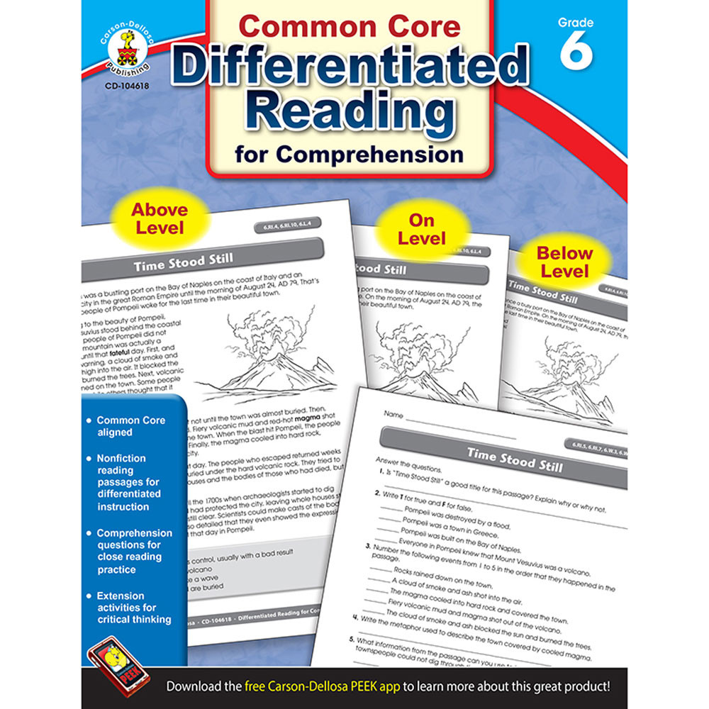 CD-104618 - Book 6 Differentiated Reading For Comprehension in Reading Skills
