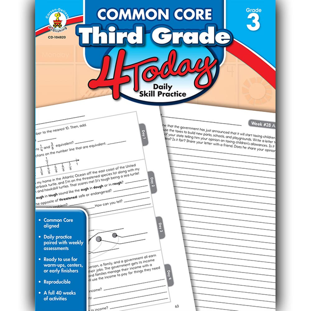 CD-104820 - Third Grade 4 Today Common Core in Cross-cirriculum