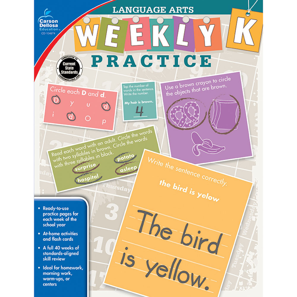 CD-104874 - Weekly Practice Language Arts Gr K in Activities