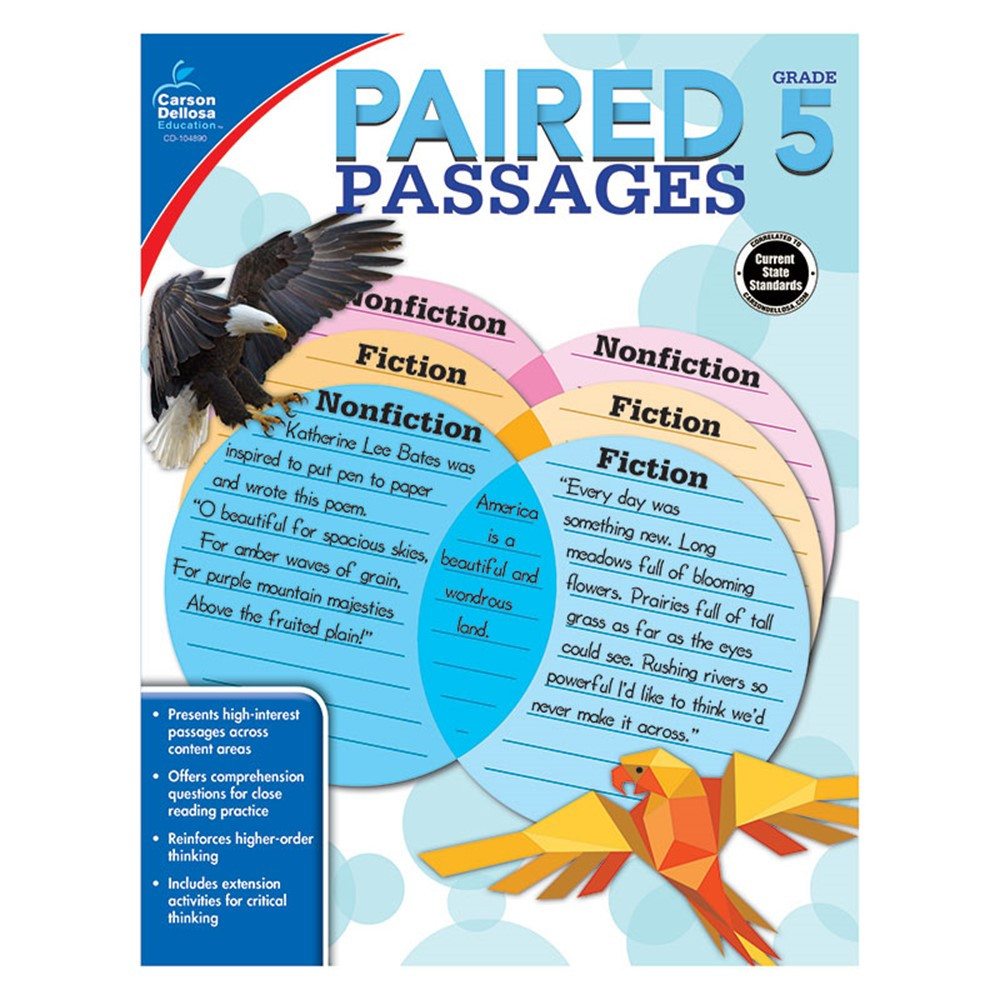 CD-104890　Workbook,　Passages　Education　Carson　Dellosa　Grade　Paired　Comprehension