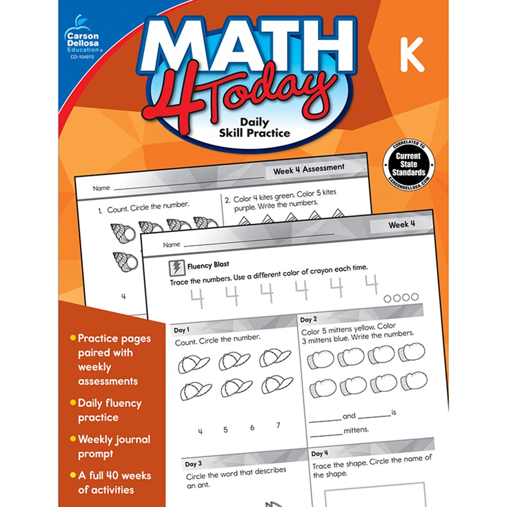 CD-104970 - Math 4 Today Gr K in Activity Books
