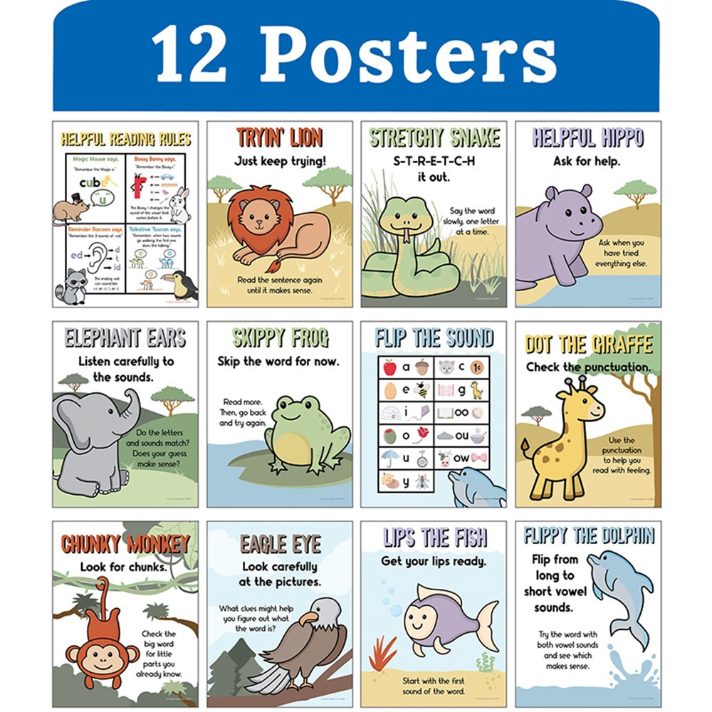 Mini Posters: Decoding Strategies Poster Set - CD-106063 | Carson Dellosa Education | Classroom Theme