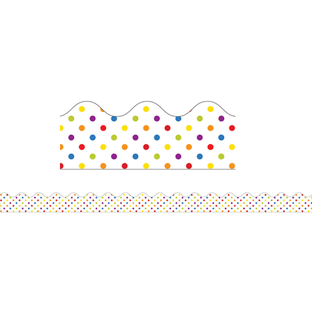 CD-108237 - Super Power Rainbow Dots Scalloped Borders in Border/trimmer