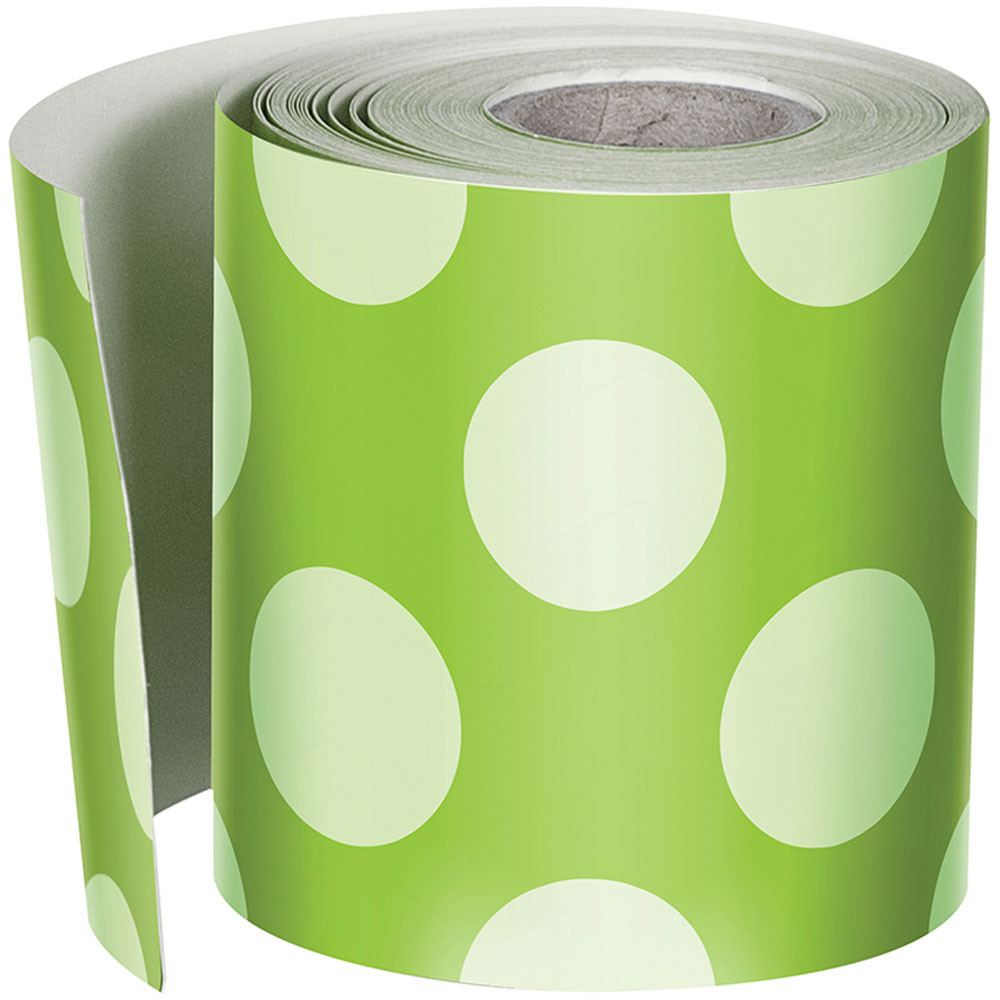 CD-108328 - Lime W Polka Dots Straight Borders School Girl Style in Border/trimmer