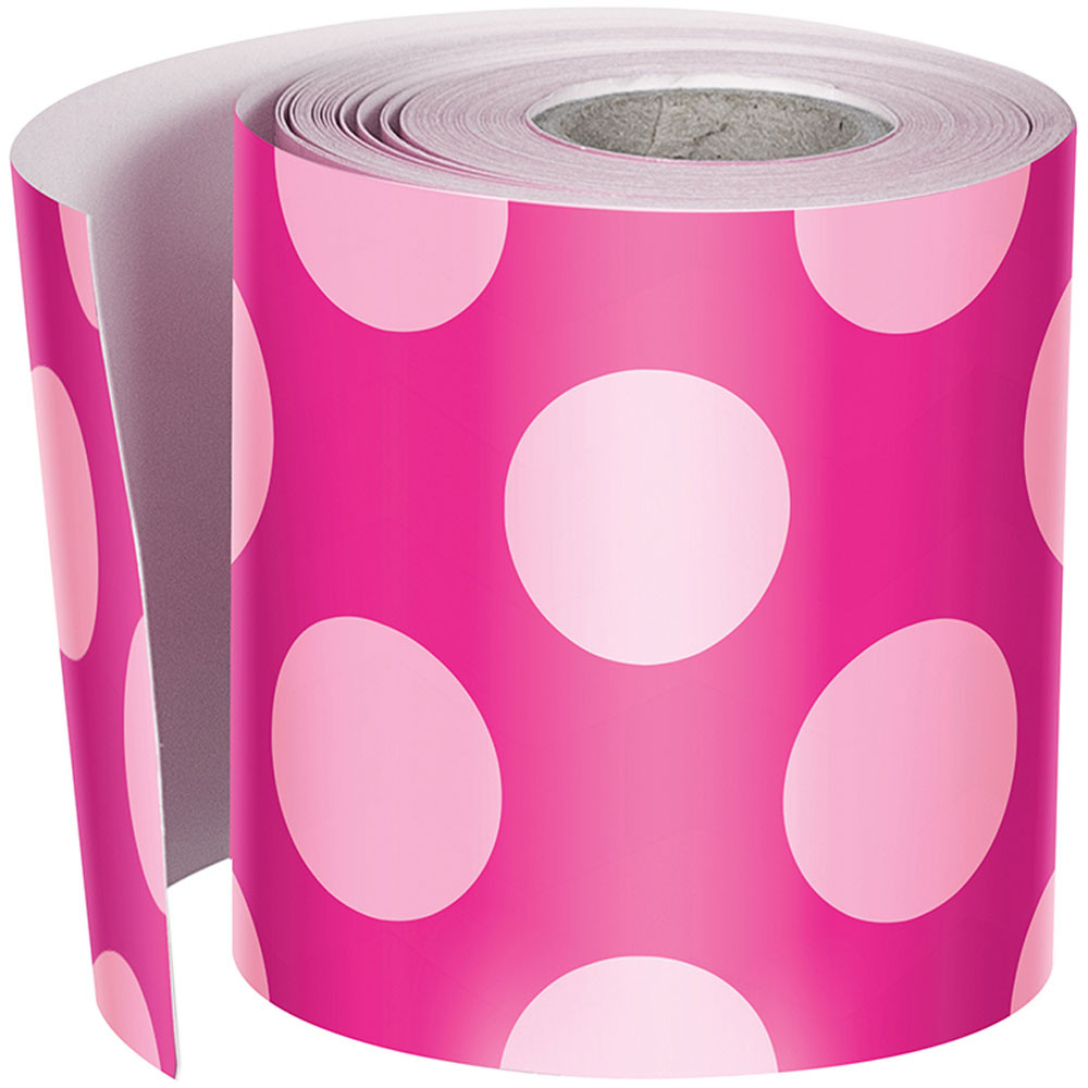 CD-108332 - Hot Pink W Polka Dots Str Borders School Girl Style in Border/trimmer