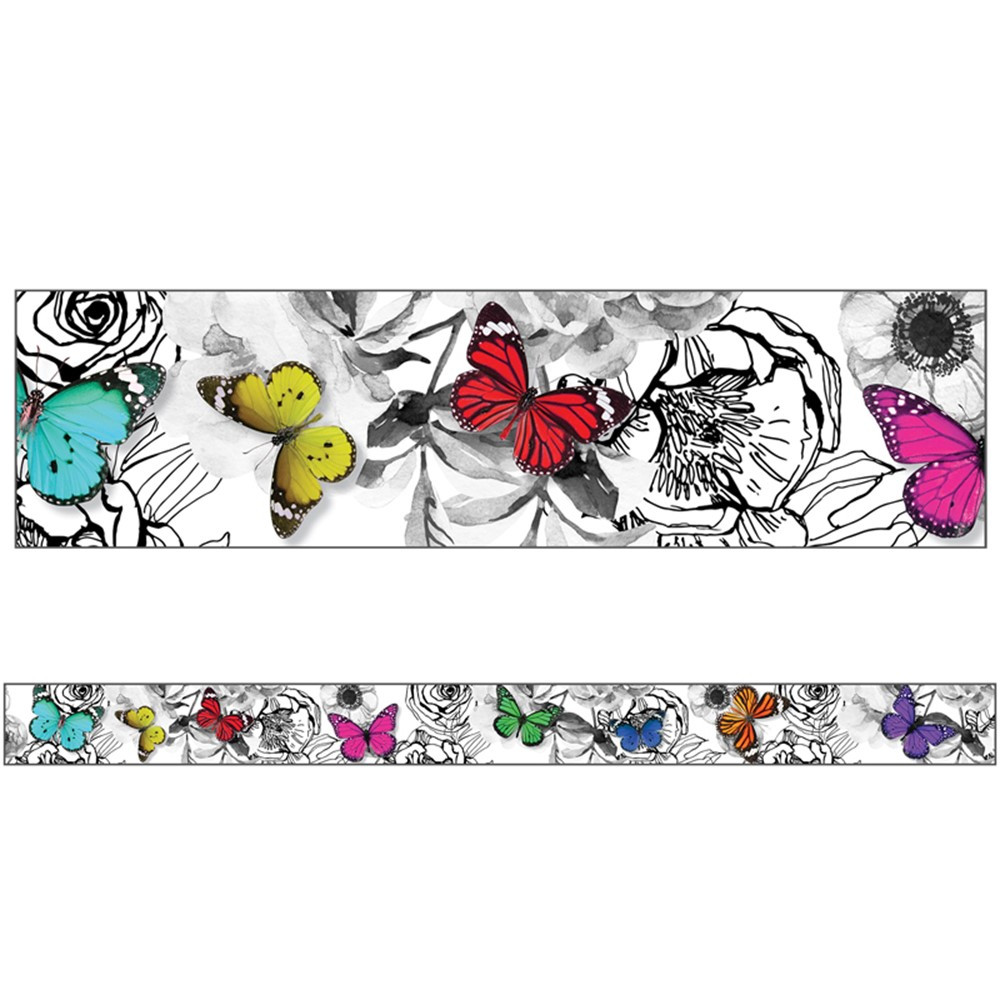 CD-108365 - Butterflies Straight Borders Woodland Whimsy in Border/trimmer