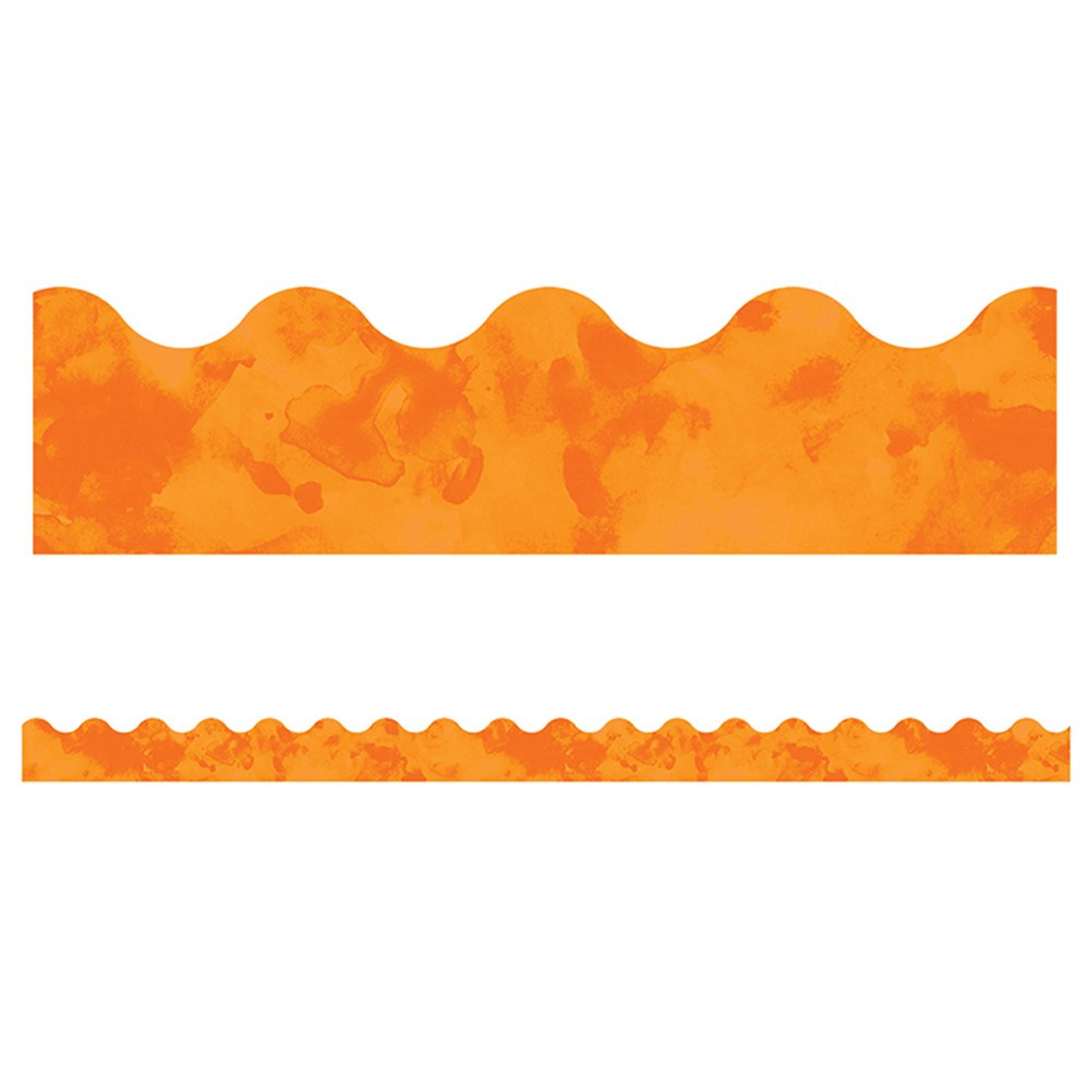 CD-108369 - Watercolor Orange Scalloped Borders Celebrate Learning in Border/trimmer