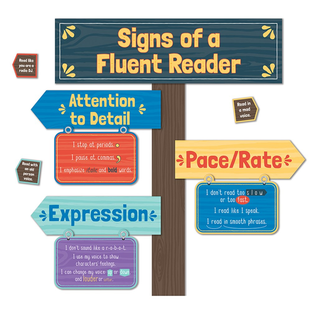 CD-110384 - Signs Of A Fluent Reader Mini Bulletin Board Set in Inspirational