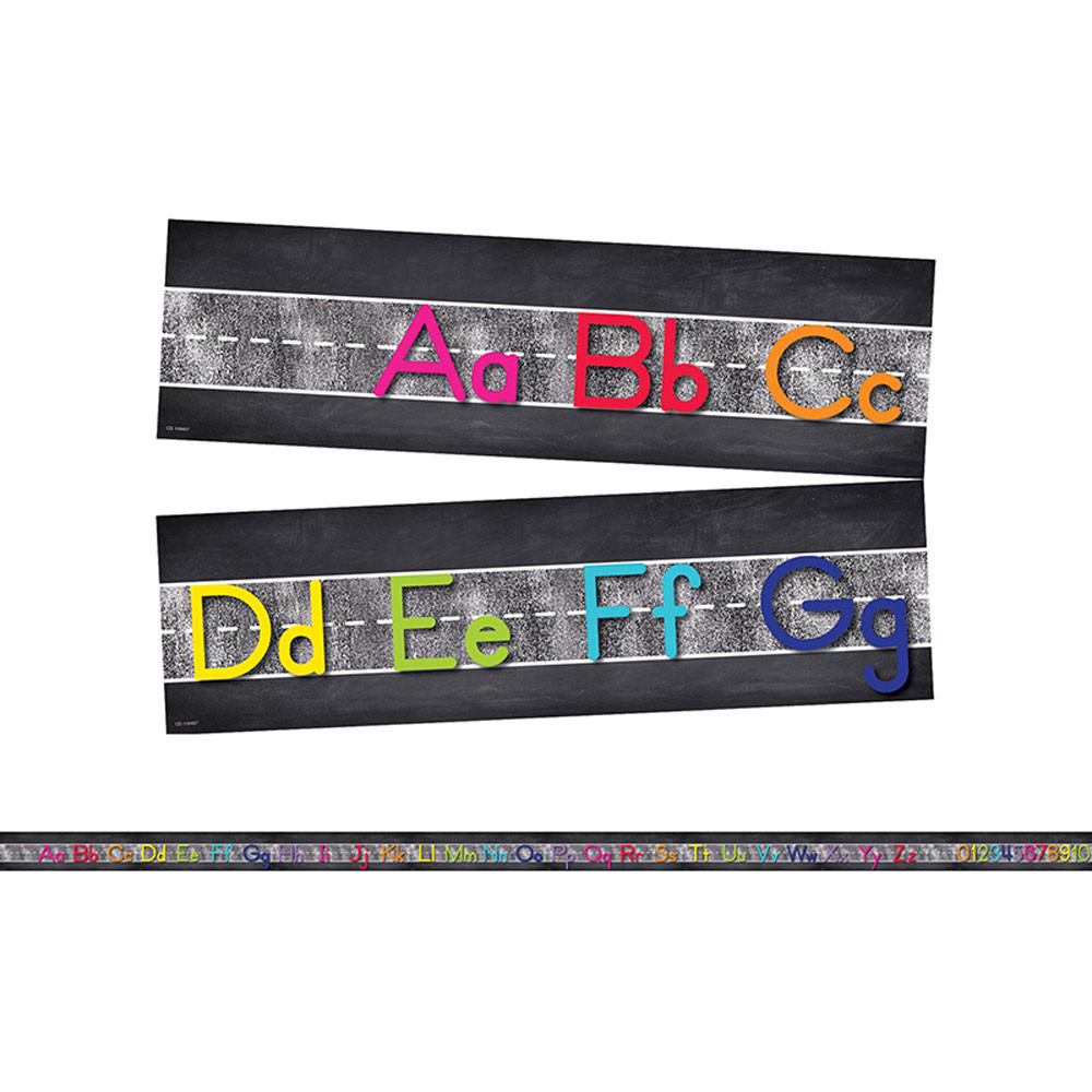 CD-110407 - Star Alphabet Line Manuscript Mini Bulletin Board Set School Girl Style in Language Arts