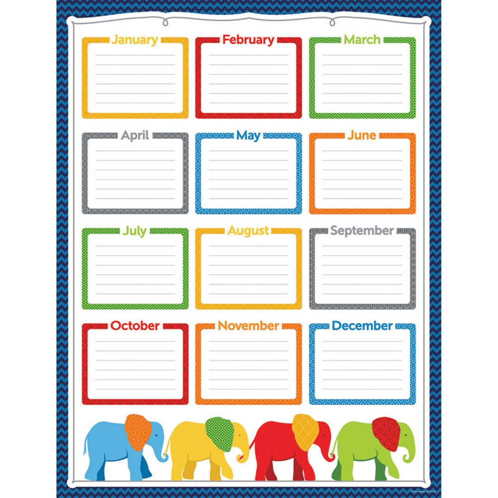 Parade of Elephants Birthday Chart - CD-114203 | Carson Dellosa Education | Classroom Theme