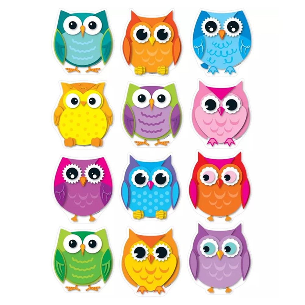 CD-120107 - Colorful Owls Cut Outs 36Ct in Accents
