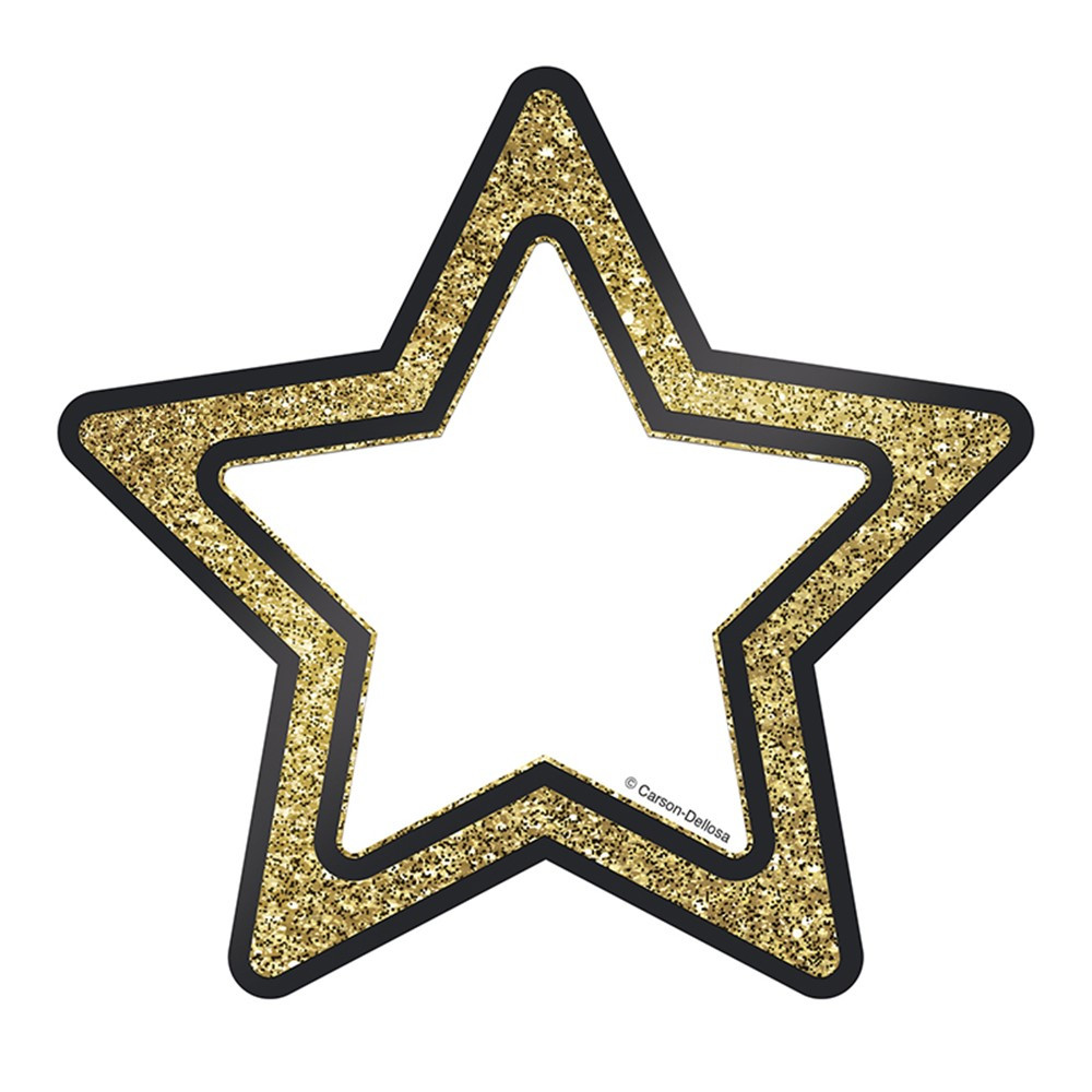 CD-120243 - Gold Glitter Stars Cut Outs Sparkle And Shine in Accents