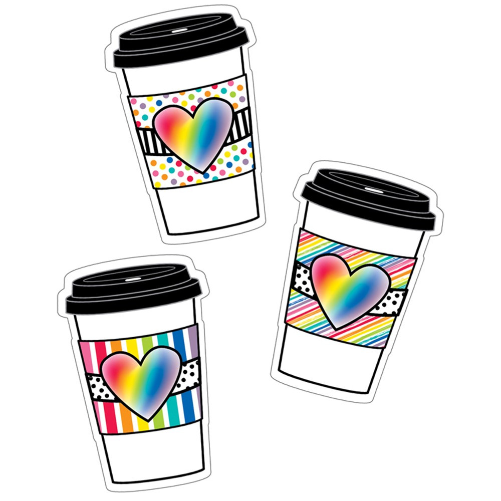 Industrial Cafe Rainbow To-Go Cups Cut-Outs, Pack of 36 - CD-120587 | Carson Dellosa Education | Accents