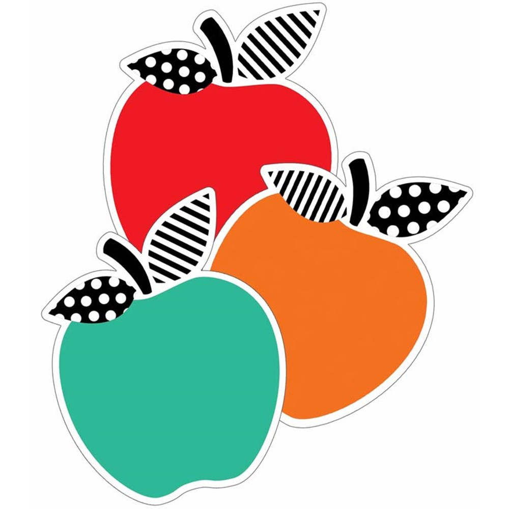 Black, White & Stylish Brights Apples Cut-Outs, Pack of 12 - CD-120604 | Carson Dellosa Education | Accents