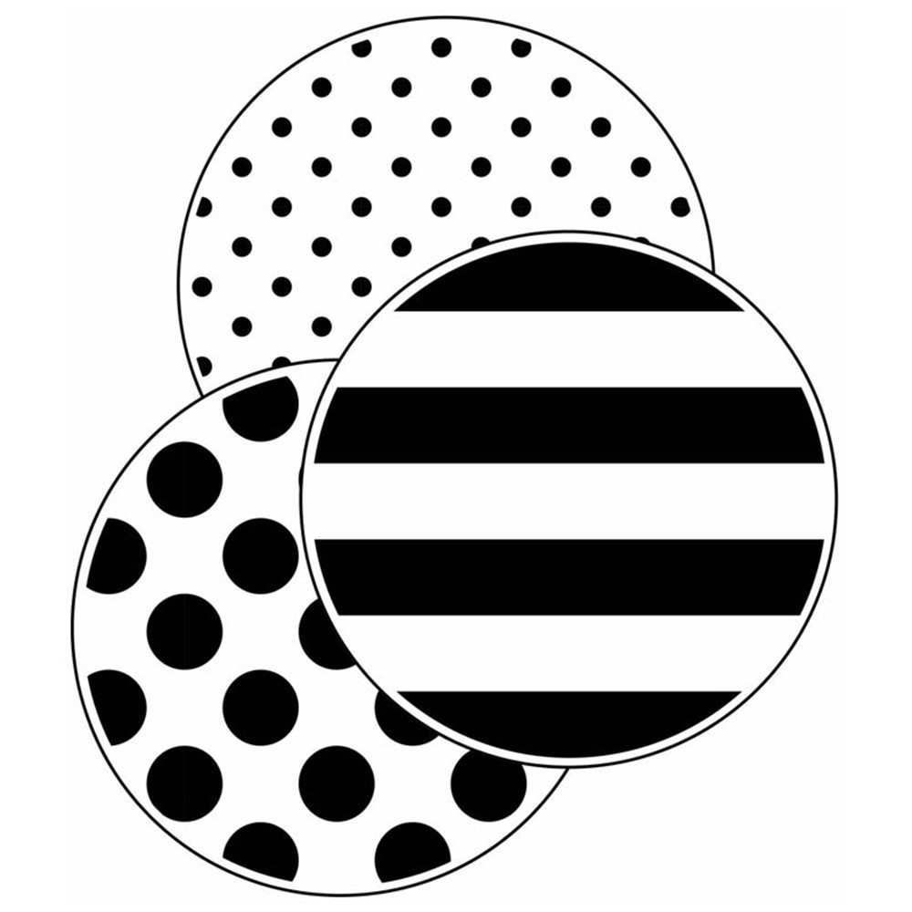 Black, White & Stylish Brights Designer Dots Cut-Outs, Pack of 36 - CD-120606 | Carson Dellosa Education | Accents
