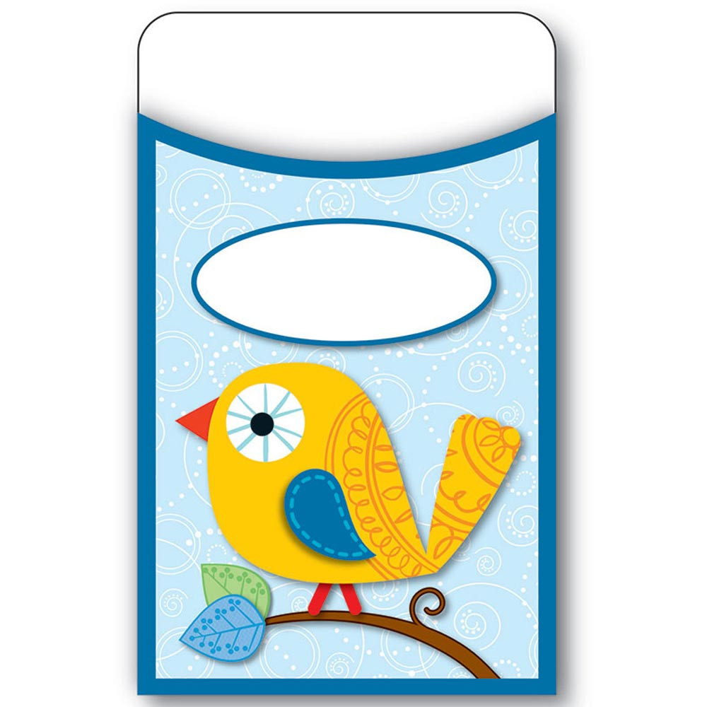 CD-121009 - Boho Birds Library Pockets in Library Cards