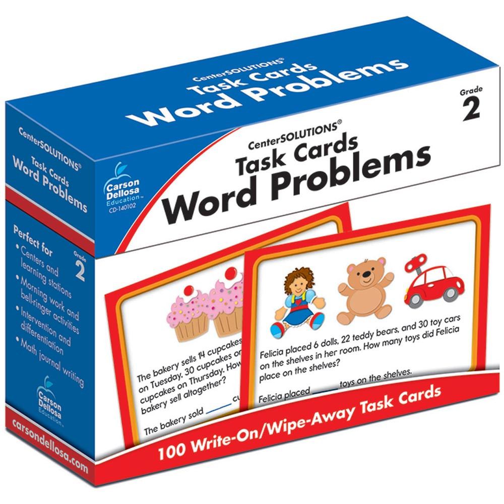 CD-140102 - Task Cards Word Problems Gr 2 in Flash Cards