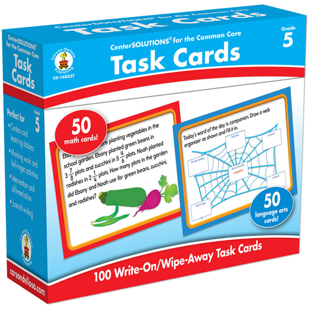CD-140337 - Center Solutions Task Cards Gr 5 in Cross-curriculum Resources