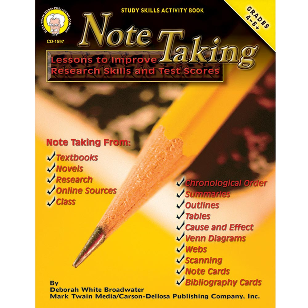 CD-1597 - Note Taking Lessons To Improve Research Skills & Test Gr 4-8& Up in Language Arts